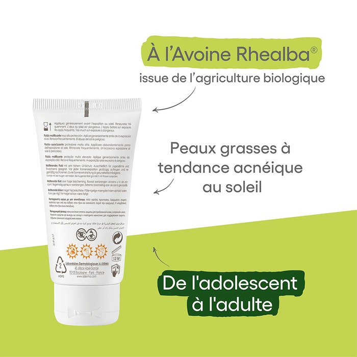 A_DERMA  sunscreen      Mattifying Fluid Spf 50 ( 40ML)