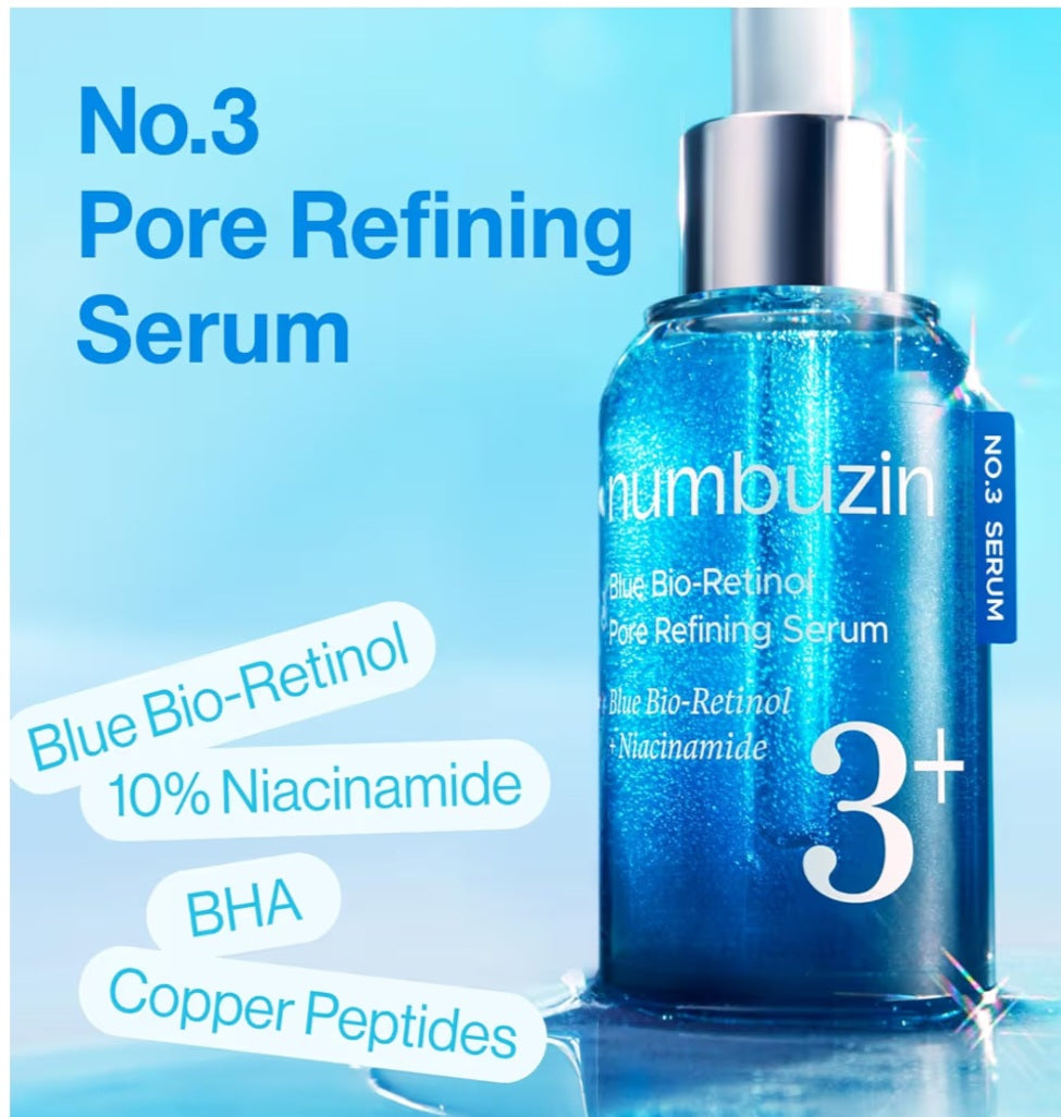 Numbuzin 3+ Blue Bio-Retinol Pore Refining Serum 30ml
