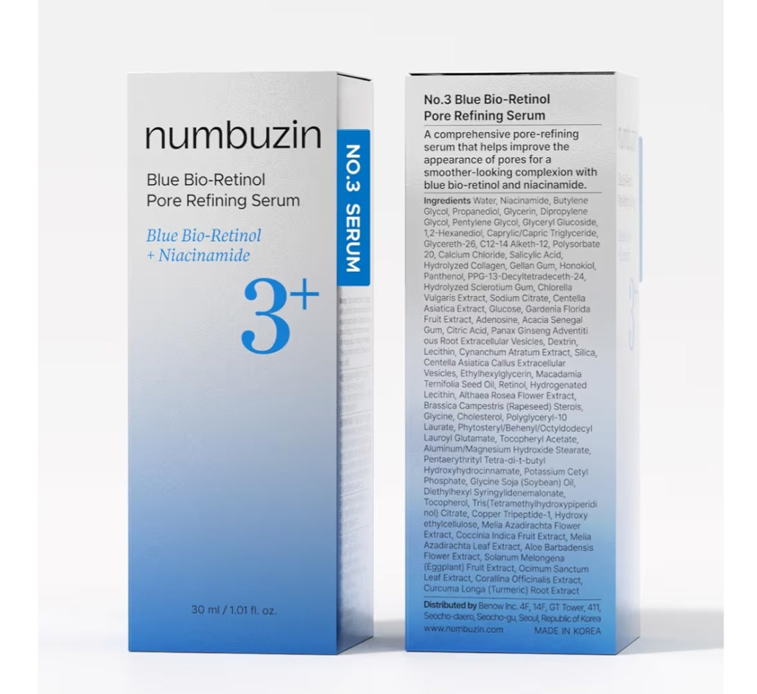 Numbuzin 3+ Blue Bio-Retinol Pore Refining Serum 30ml