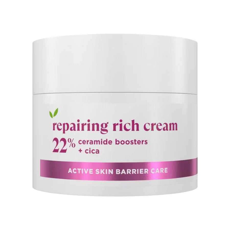 Simple Repairing Rich Face Cream facial moisturiser with 22% ceramide boosters, organic cica.